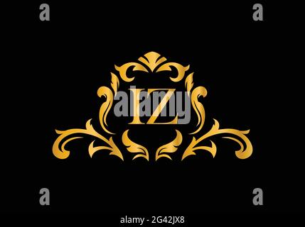 Luxury Alphabet letters IZ. Golden Floral alphabet . Monogram initials perfectly for wedding invitations, greeting card, logo, and other design. Stock Vector