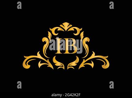 Luxury Alphabet letters IB. Golden Floral alphabet . Monogram initials perfectly for wedding invitations, greeting card, logo, and other design. Stock Vector