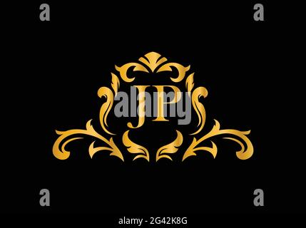 Luxury Alphabet letters JP. Golden Floral alphabet . Monogram initials perfectly for wedding invitations, greeting card, logo, and other design. Stock Vector