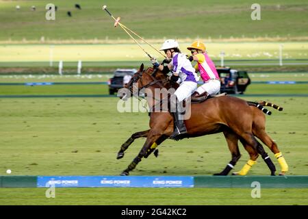 MIDHURST, WEST SUSSEX/UK - SEPTEMBER 1 : Playing polo in Midhurst, West Sussex on September 1, 2020. Four unidentified people Stock Photo