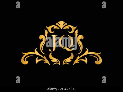 Luxury Alphabet letters JQ. Golden Floral alphabet . Monogram initials perfectly for wedding invitations, greeting card, logo, and other design. Stock Vector