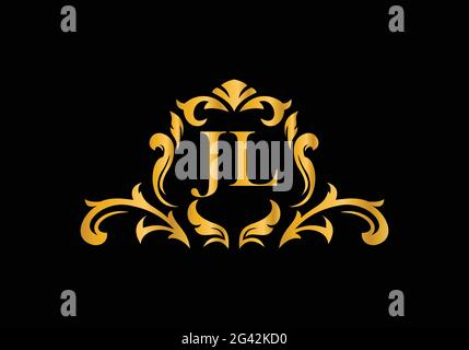 Luxury Alphabet letters J L. Golden Floral alphabet . Monogram initials perfectly for wedding invitations, greeting card, logo, and other design. Stock Vector