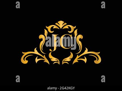 Luxury Alphabet letters JC. Golden Floral alphabet . Monogram initials perfectly for wedding invitations, greeting card, logo, and other design. Stock Vector