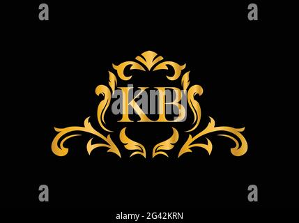 Luxury Alphabet letters KB. Golden Floral alphabet . Monogram initials perfectly for wedding invitations, greeting card, logo, and other design. Stock Vector