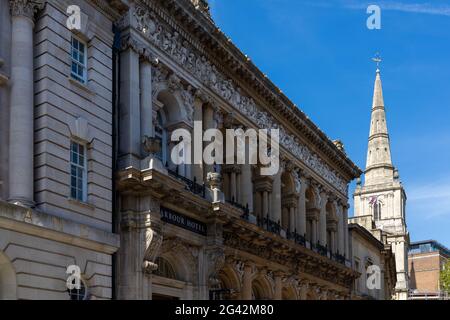 BRISTOL, UK - MAY 14 : View towards the Spire of Christ Church with St Ewen in Bristol on May 14, 2019 Stock Photo