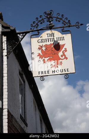 FLETCHING, EAST SUSSEX/UK - JULY 17 : View of the Griffin Public House sign in Fletching East Sussex on July 17, 2020 Stock Photo