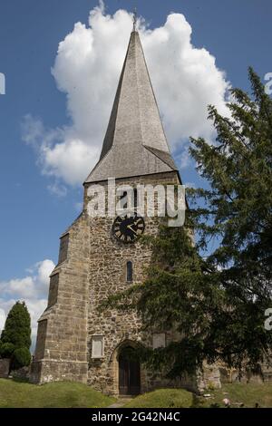 FLETCHING, EAST SUSSEX/UK - JULY 17 : View of the Parish Church of St Andrew and St Mary the Virgin in Fletching East Sussex on Stock Photo