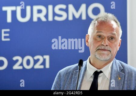 Napoli, Italy. 18th June, 2021. Massimo Garavaglia Minister of Tourism, at the opening of the 24th edition of the 'Borsa Mediterranea Del Turismo', which was held in Naples at the Mostra D'Oltremare. Naples, Italy, June 18, 2021. (photo by Vincenzo Izzo/Sipa USA) Credit: Sipa USA/Alamy Live News Stock Photo