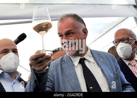 Napoli, Italy. 18th June, 2021. Massimo Garavaglia Minister of Tourism, at the opening of the 24th edition of the 'Borsa Mediterranea Del Turismo', which was held in Naples at the Mostra D'Oltremare. Naples, Italy, June 18, 2021. (photo by Vincenzo Izzo/Sipa USA) Credit: Sipa USA/Alamy Live News Stock Photo