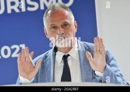 Napoli, Italy. 18th June, 2021. Massimo Garavaglia Minister of Tourism, at the opening of the 24th edition of the 'Borsa Mediterranea Del Turismo', which was held in Naples at the Mostra D'Oltremare. Naples, Italy, June 18, 2021. (photo by Vincenzo Izzo/Sipa USA) Credit: Sipa USA/Alamy Live News Stock Photo