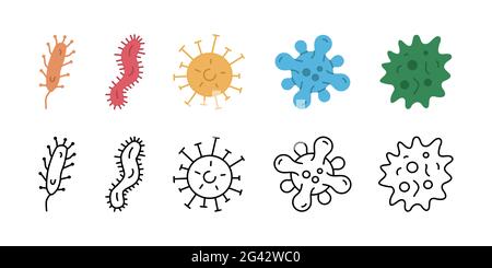 Viruses and bacteria, microorganisms vector illustration isolated on white background Stock Photo