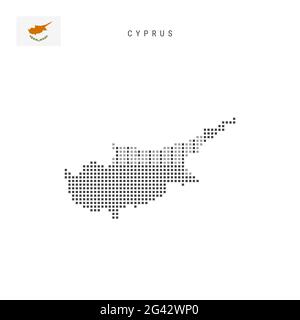 Dotted Map of Cyprus. Simple Silhouette of Cyprus. The National Flag of ...
