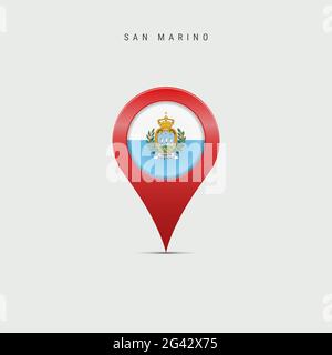 Teardrop map marker with flag of San Marino. Most Serene Republic flag