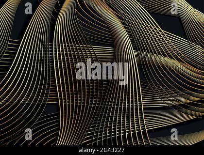 Vector Line Luxury Golden Waves, Abstract Background, Elegant Pattern 