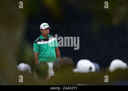 San Diego, USA. 17th June, 2021. Hideki Matsuyama on the 7th tee during the second round of the 2021 U.S. Open Championship in golf at Torrey Pines Golf Course in San Diego, California, USA on June 18, 2021. Credit: J.D. Cuban/AFLO/Alamy Live News Credit: Aflo Co. Ltd./Alamy Live News Stock Photo