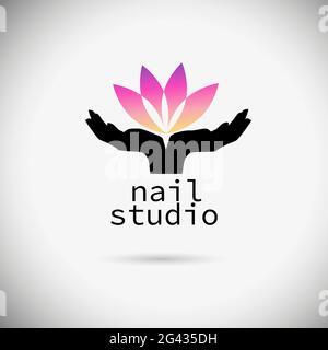 Logo manicure studio. Lotus flower. Vector illustration Stock Vector