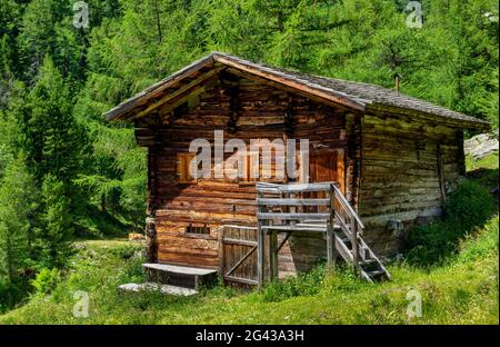 Old alpine hut in East Tyrol, Austria, Europe Stock Photo