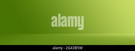 Studio Background - Bright Green Gradient horizontal studio room wall background. Stock Photo