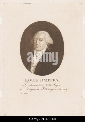 Portrait of Louis d' Affry, Portrait of Louis d' Affry in an oval frame ...