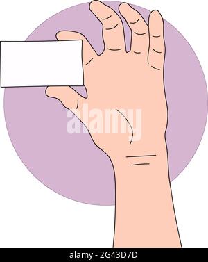 hand drawn doodle hand holding business card. Stock Vector