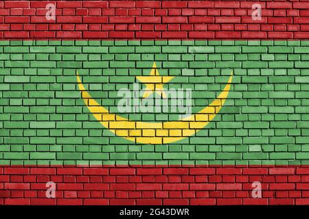 flag of Mauritania painted on brick wall Stock Photo - Alamy