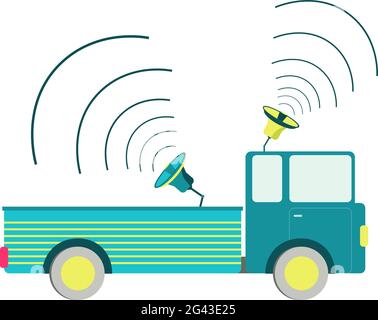 Truck carrying speakers. White background. Stock Vector