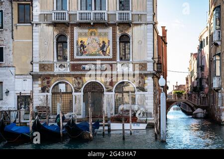 View of the mosaic facade of Palazzo Salviati on the Grand Canal, Venice, Veneto, Italy, Europe Stock Photo