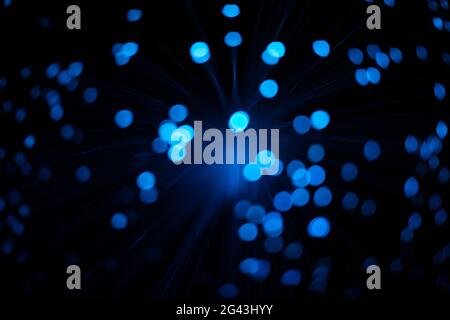 Blue abstract round particles and lines with bokeh and blur Stock Photo ...
