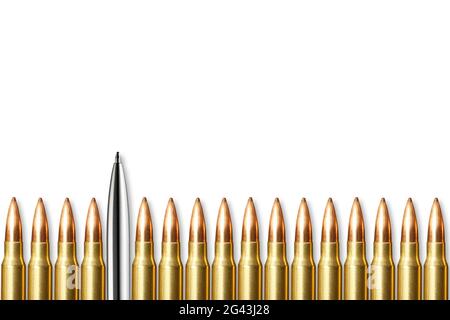 Pen and bullets round isolated on white background with Copy space. Stock Photo