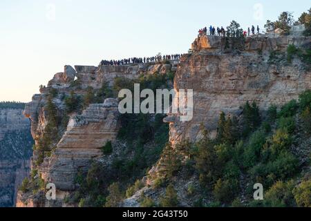 Visitors to the Grand Canyon National Park at the South Rim. Stock Photo