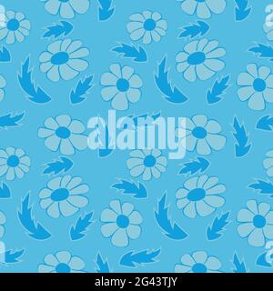 Beautiful summer background with daisies flowers. Floral seamless pattern. Vector illustration. Stock Vector