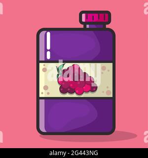 grape juice bottle vector illustration in flat style Stock Vector