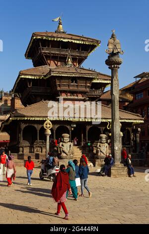 The Dattatreya Temple in Bhaktapur, Kathmandu Valley, Nepal, Asia. Stock Photo