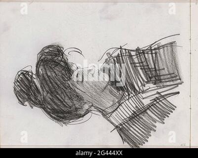 Woman looking down. Leaf 15 Verso from sketchbook XXII with 30 sheets. Stock Photo