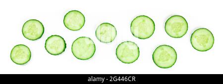 Cucumber pattern panorama with many round slices Stock Photo