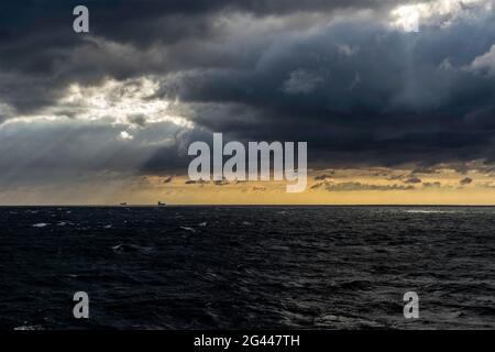Sunrise on the Baltic Sea between Rostock and Gedser, Baltic Sea Stock Photo