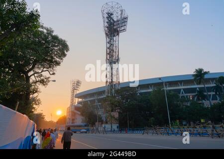 Kolkata, West Bengal, India - 12th January 2020 : The Eden Gradens, office of the CAB or Cricket Association of Bengal. World famous cricket stadium. Stock Photo