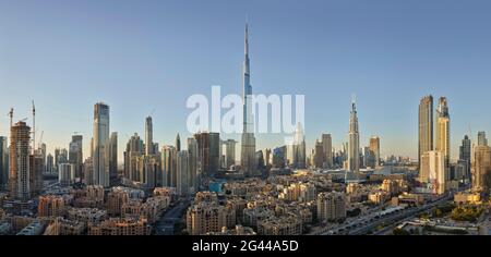 View from South Ridge to Downtown Dubai, Burj Khalifa, Dubai, United Arab Emirates Stock Photo