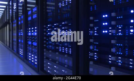 Data Center Computer Racks In Network Security Server Room Cryptocurrency Mining Stock Photo