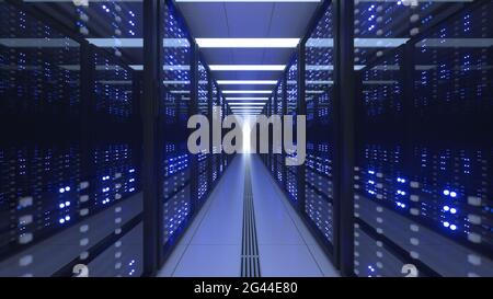 Data Center Computer Racks In Network Security Server Room Cryptocurrency Mining Stock Photo