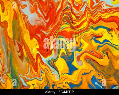Abstract image of mixed warm colors of acrylic paint Stock Photo