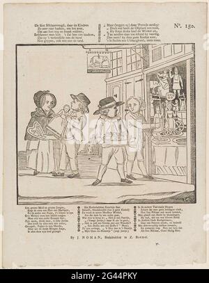 The Sint Niklaas joy, since the child's / so much to hook, to the sweet [(...)]. Leaf with a big representation of children for a store where sweets and toys are sold for the Sinterklaas party. Under the image a verse in three columns. Numbered at the top right: No 150. Stock Photo