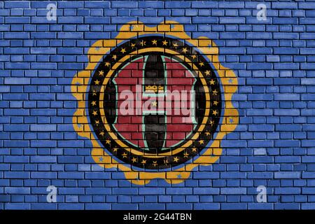 Flag of Hamilton County, Ohio painted on brick wall Stock Photo