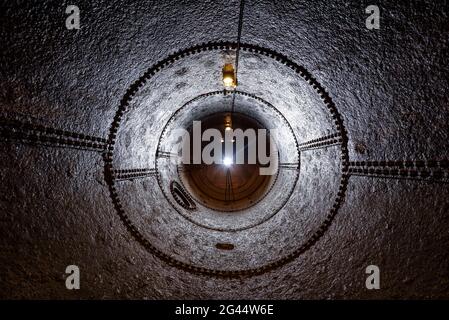 Sedó industrial colony. Inside the water pipe to the factory turbine (Esparreguera, Baix Llobregat, Barcelona, Catalonia, Spain) Stock Photo