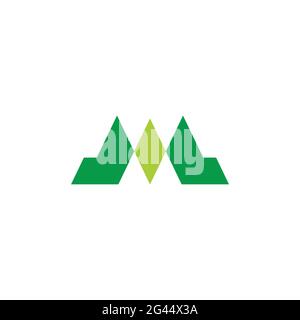 letter m abstract mountain green tree forest logo vector Stock Vector