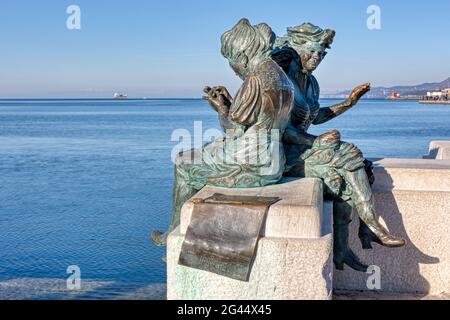 Bronze figures, Scala Reale, Molo Audace, Trieste, Friuli-Venezia Giulia, Italy