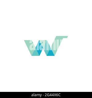 letter w triangles ribbon geometric colorful logo vector Stock Vector