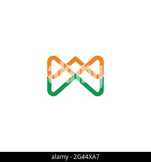 abstract letter mw green mountain linear logo vector Stock Vector