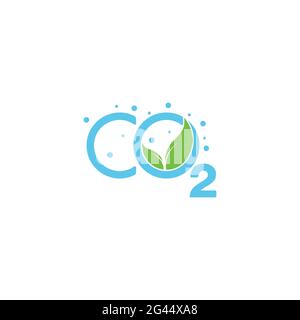 text co2 aqua scape blue water plant symbol logo vector Stock Vector
