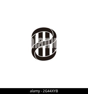 number 2 stripes curve 3d flat geometric logo vector Stock Vector